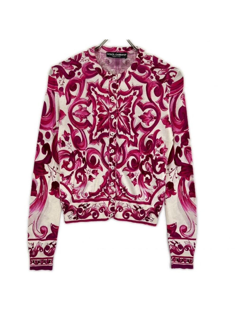 Dolce & Gabbana Mallorca Print 100% Silk Knit Cardigan 40